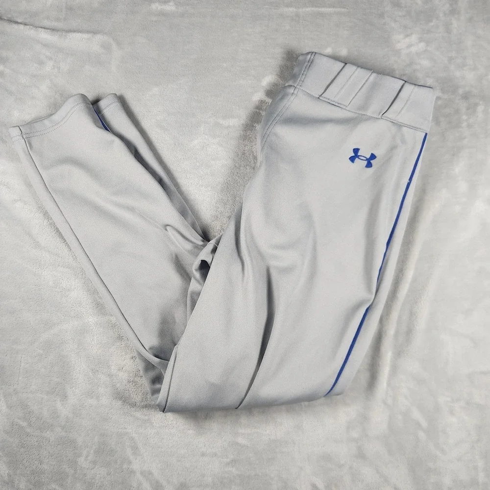 UNDER ARMOUR Gameday Vanish‎ Grey Royal Blue Piped Long Baseball Pants Men's XL